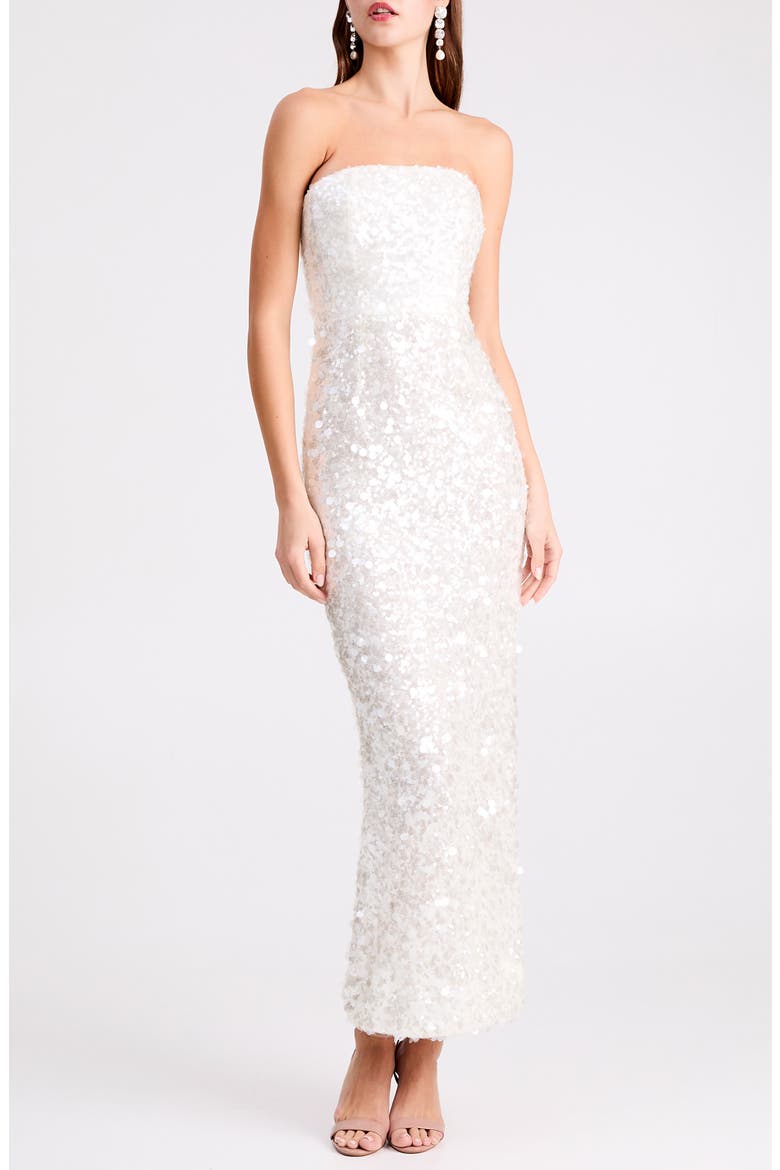 Leslie Sequin Column Gown, Main, color, OFF WHITE