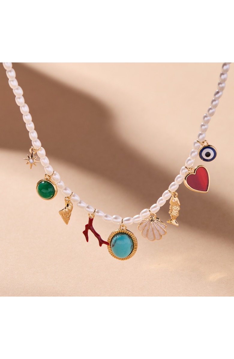 Alex and Ani Moonlight Beach Pearl Charm Necklace, Alternate, color, Multi