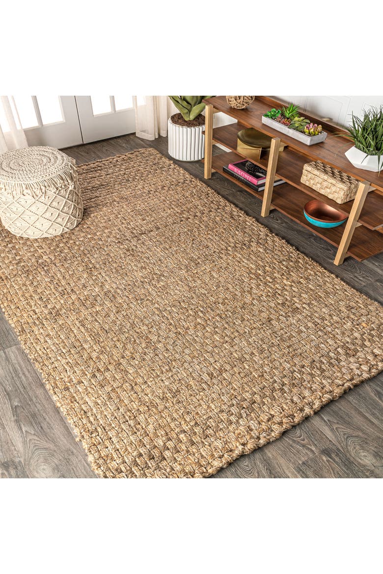 Estera Hand Woven Boucle Chunky Jute Area Rug, Alternate, color, Natural