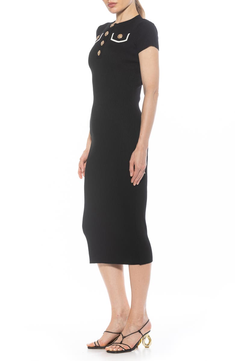 Alexia Admor Rhys Crewneck Knit Sheath Midi Dress, Alternate, color, Black
