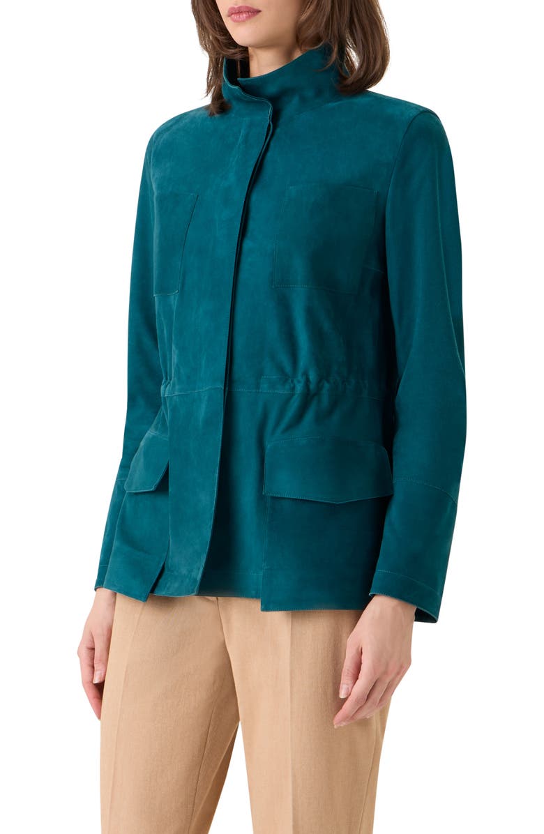 Akris Chianti Suede Jacket, Alternate, color, Ottanio