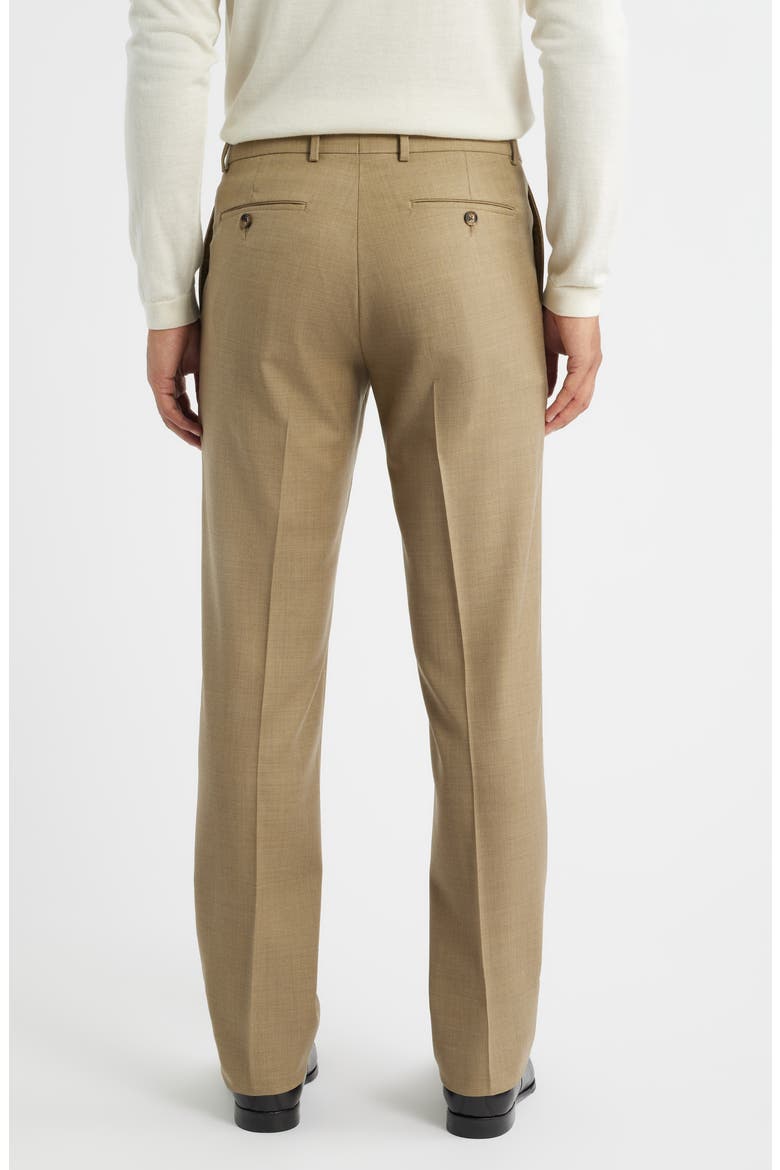 Flat Front Tan Super 120s Wool Dress Pants, Alternate, color, DARK TAN