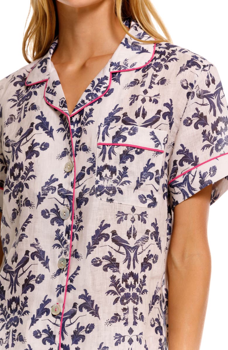 The Lazy Poet Nina Linen Short Pajamas, Alternate, color, White