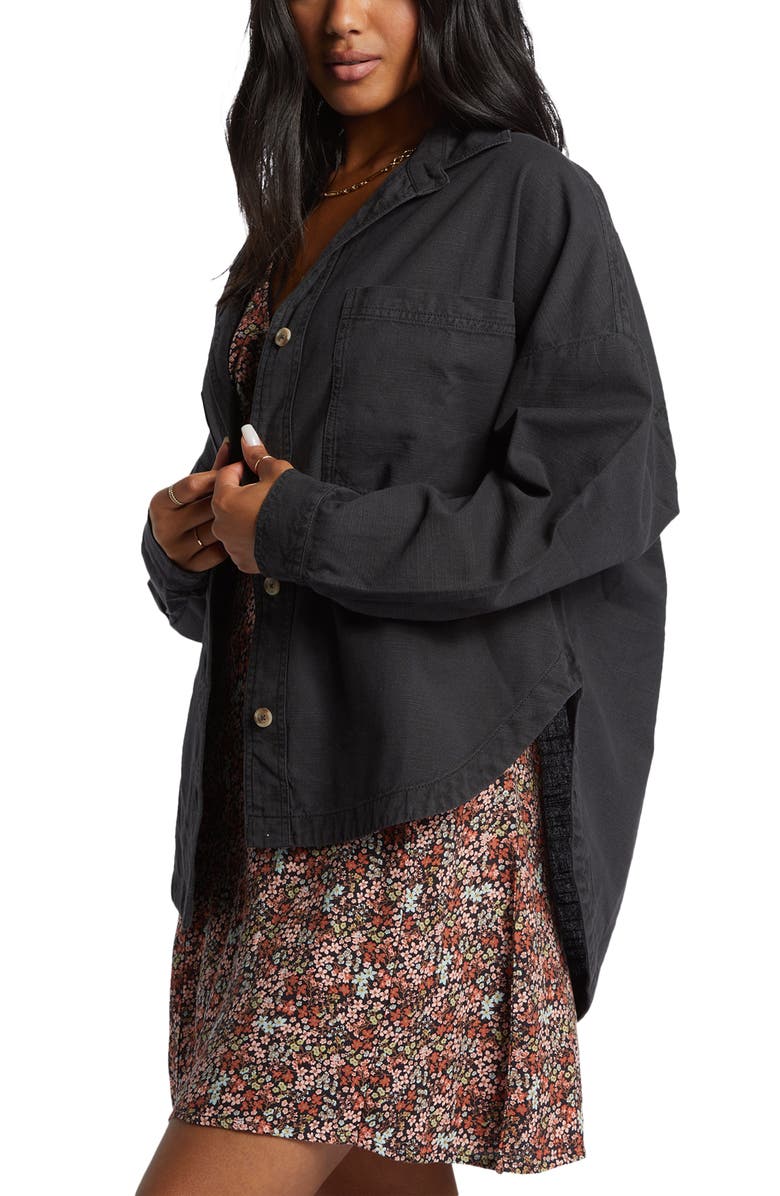 Billabong Stoked on You Oversize Cotton Button-Up Shirt, Alternate, color, 