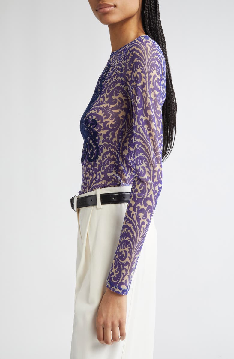Etro Flocked Shell Paisley Top, Alternate, color,
