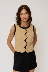 Central Park West Women's Rose Scallop Edge Tank Top
