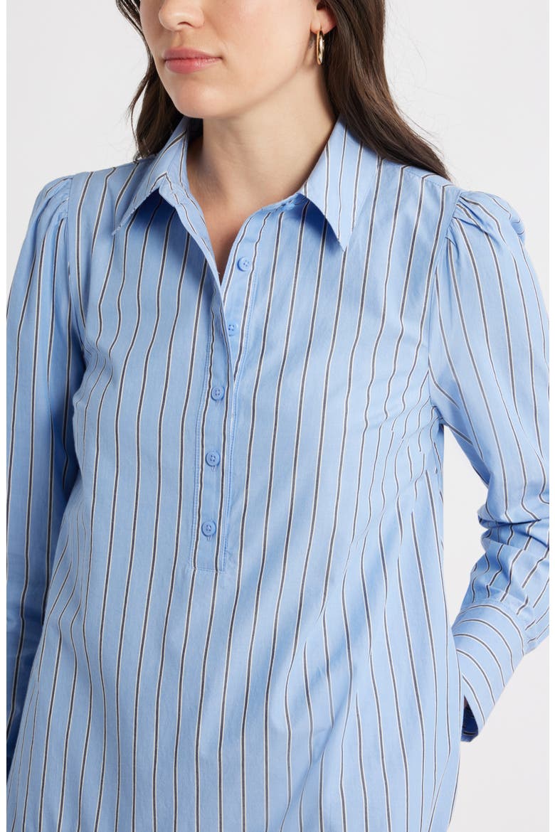 Flounce Hem Long Sleeve Shirtdress, Alternate, color, BLUE- NAVY SHAYNA STRIPE