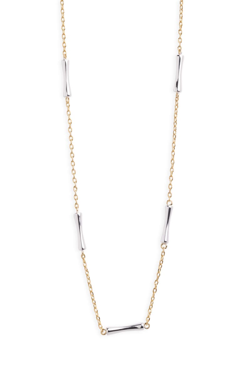 Two Tone Bar Station Necklace, Main, color, TWO-TONE