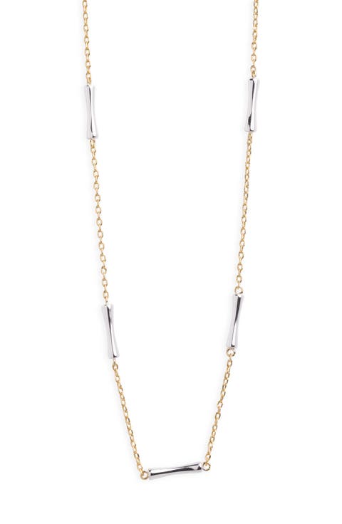 Two Tone Bar Station Necklace