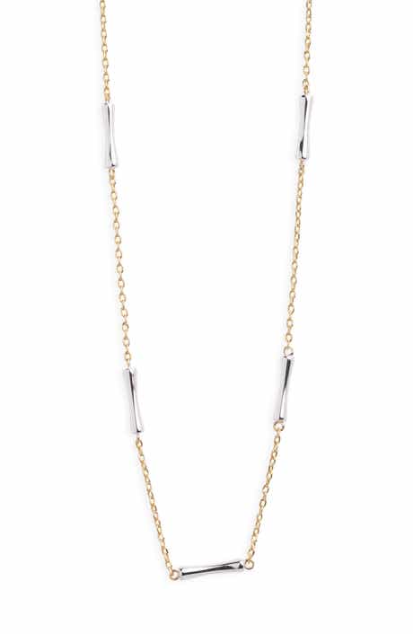 ARGENTO VIVO Two Tone Bar Station Necklace