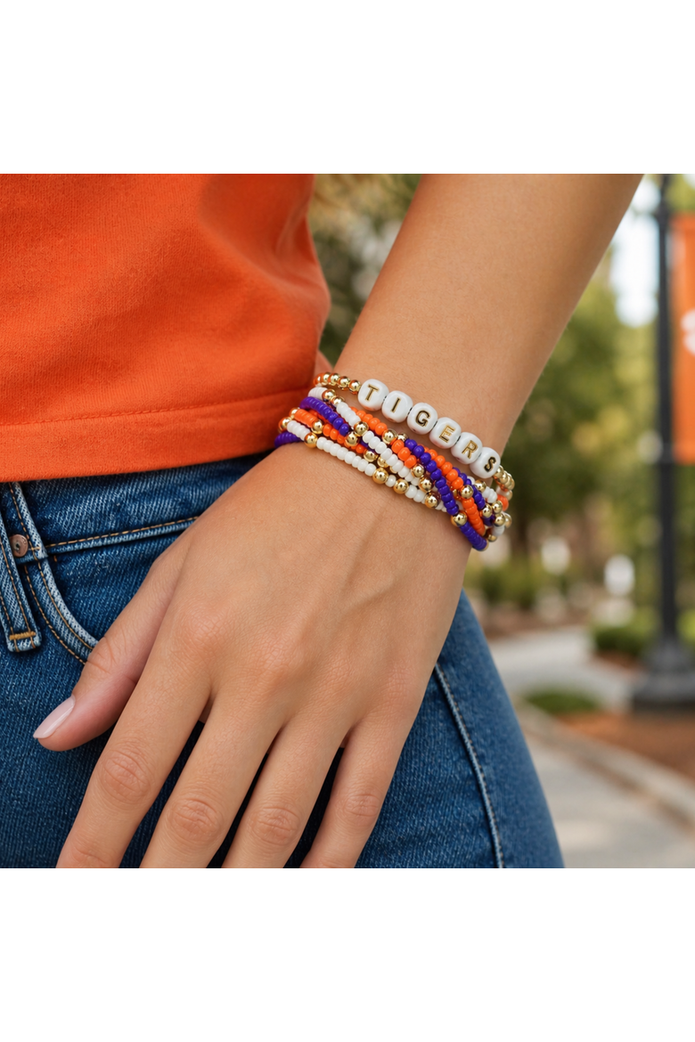 Clemson Lucky 7 Bracelet Set, Alternate, color, Yellow Gold