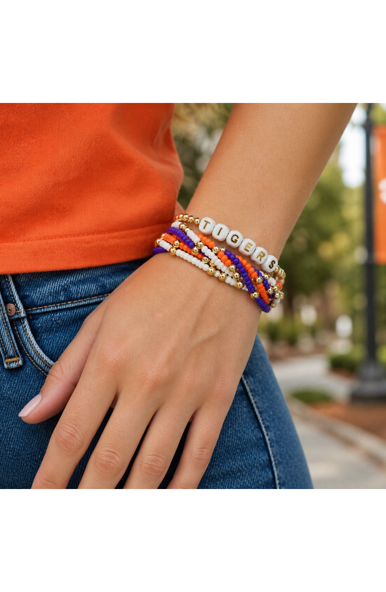 Color Shout Clemson Lucky 7 Bracelet Set, Alternate, color, Yellow Gold