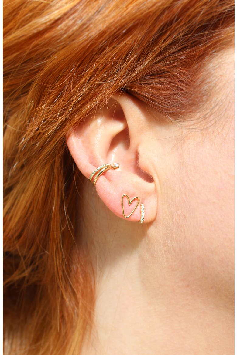 Open Heart Stud Earrings, Alternate, color, YELLOW GOLD