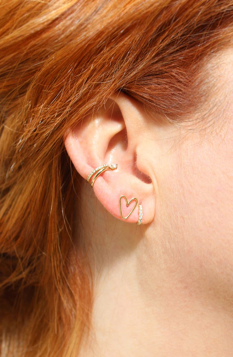 Zoë Chicco Open Heart Stud Earrings, Alternate, color, Yellow Gold