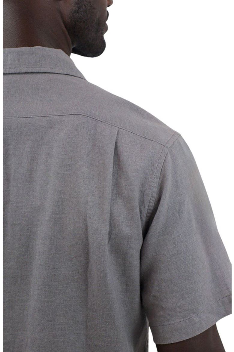 Suffolk Linen Blend Camp Shirt, Alternate, color, CHARCOAL