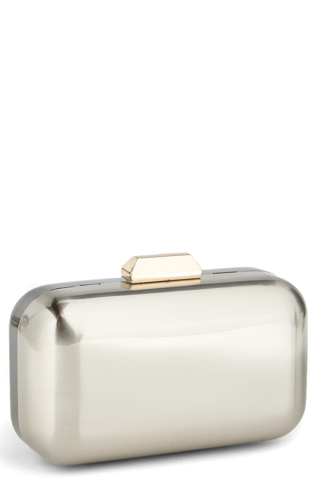 'Two Tone' Box Clutch, Main, color, SILVER/ GUNMETAL