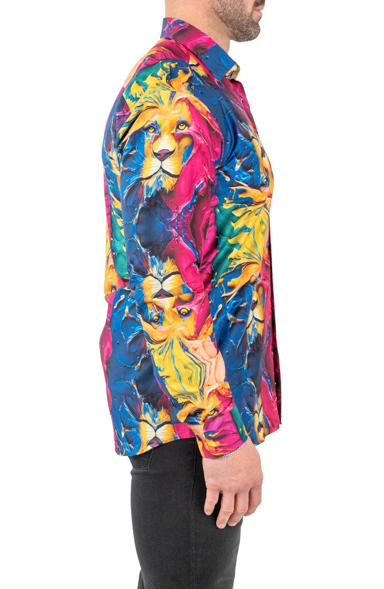 Maceoo Fibonacci Scarlion Pink Regular Fit Cotton Button-Up Shirt, Alternate, color, 