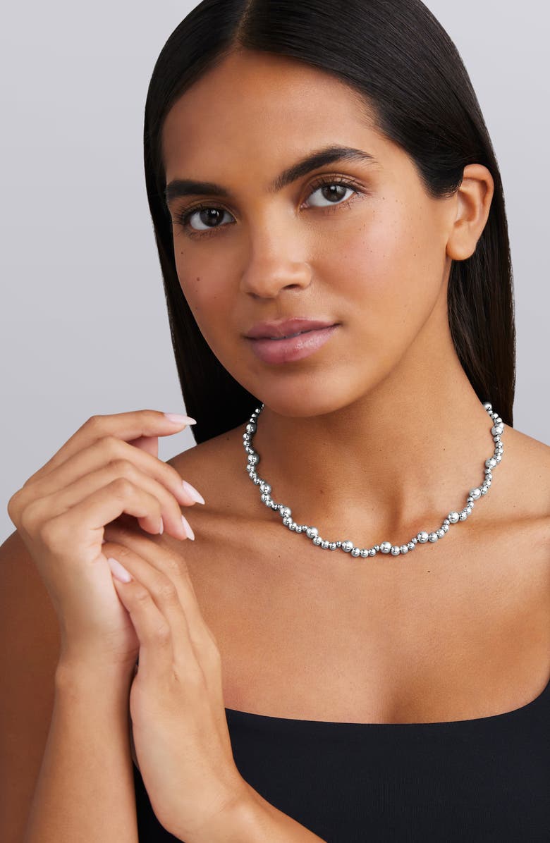 LAGOS Caviar Bubbly Bead Wavy Collar Necklace, Alternate, color, Sterling Silver