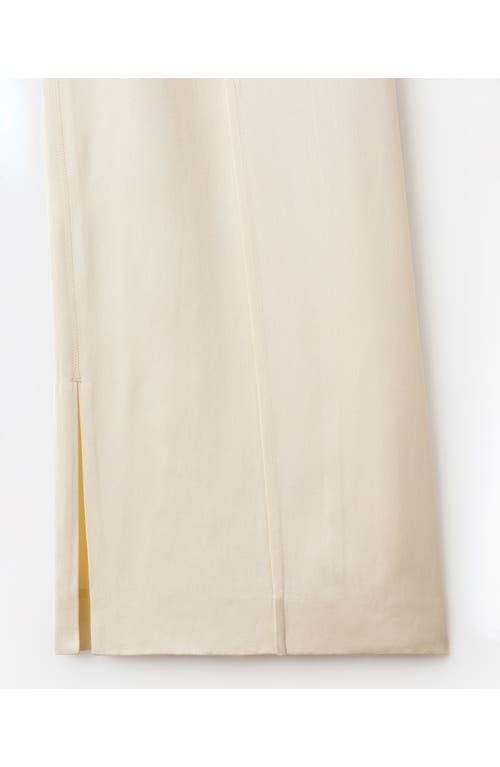 Mango Satin Slit Hem Wide Leg Pants In White
