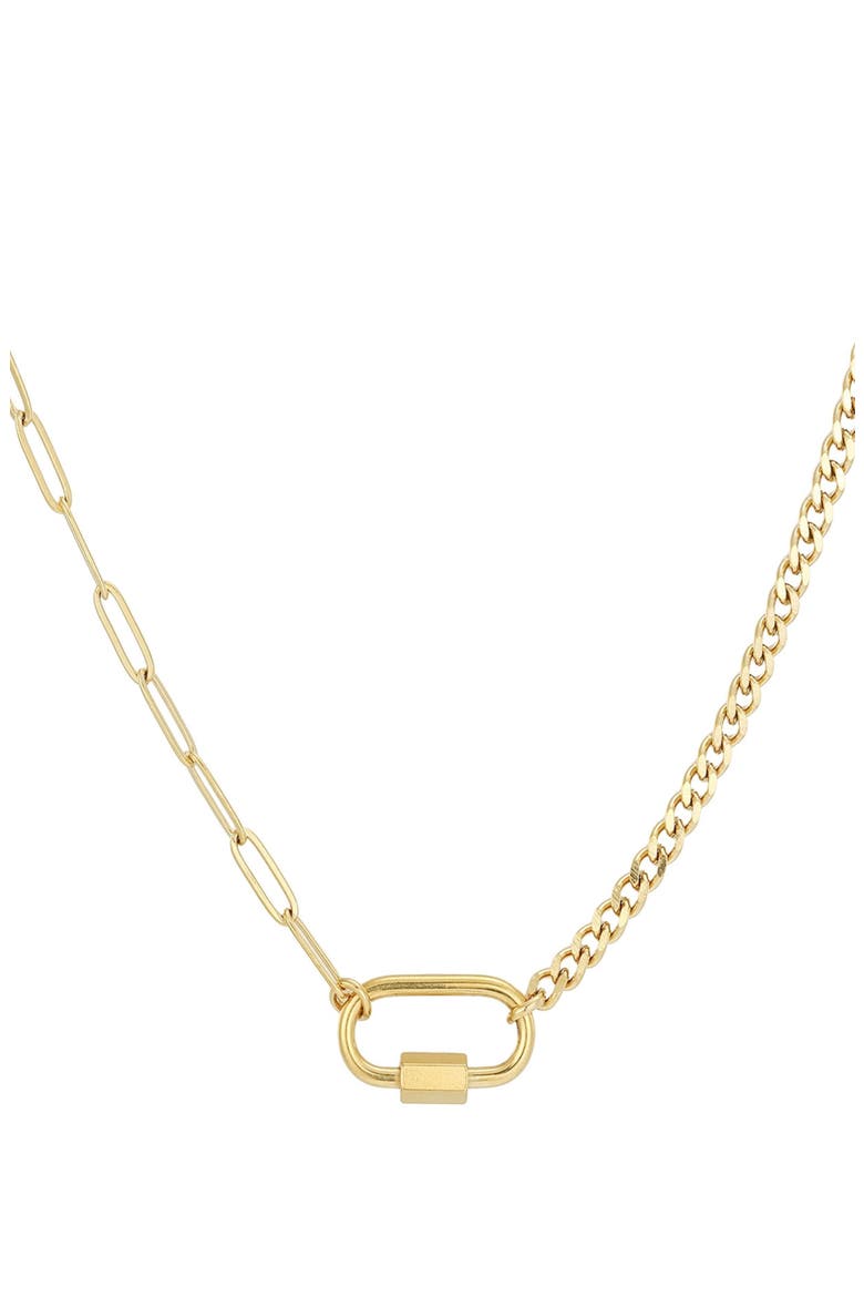 18K Gold Plated Stainless Steel Carabiner Pendant Necklace, Main, color, GOLD