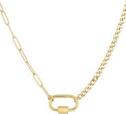 Adornia 18K Gold Plated Stainless Steel Carabiner Pendant Necklace