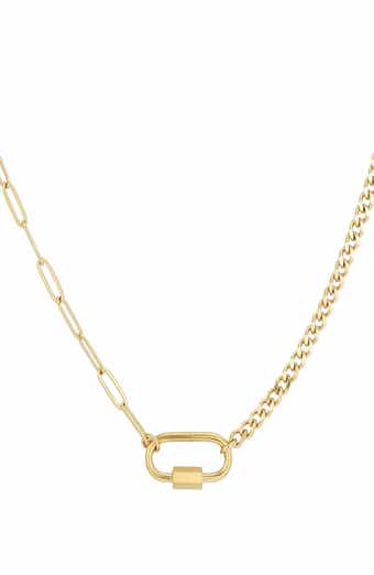 18K Gold Plated Stainless Steel Carabiner Pendant Necklace