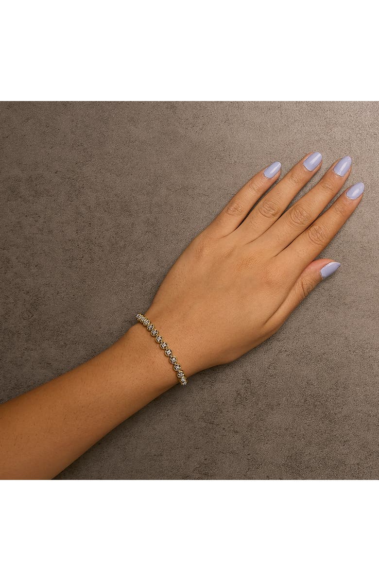 Haus of Brilliance Silver 1/10 Cttw Diamond Open Circle Wheel Link Tennis Bracelet, Alternate, color, Yellow Gold Over Silver