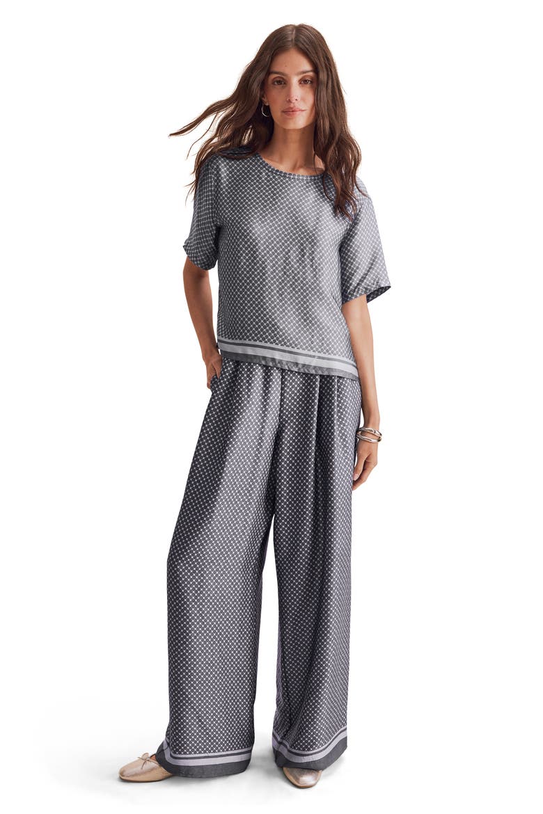 Valerie Geo Print Drawstring Pants, Alternate, color, ASH NAVY BLUE/ MIST