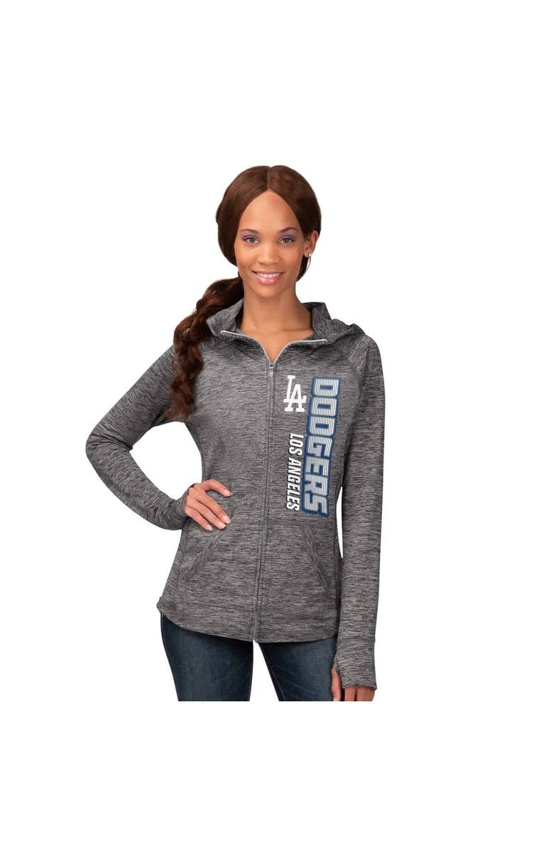 G-III 4HER BY CARL BANKS Women's G-III 4Her by Carl Banks Heather Gray Los Angeles Dodgers Defender Space Dye Raglan Full-Zip Hoodie, Alternate, color, Heather Gray