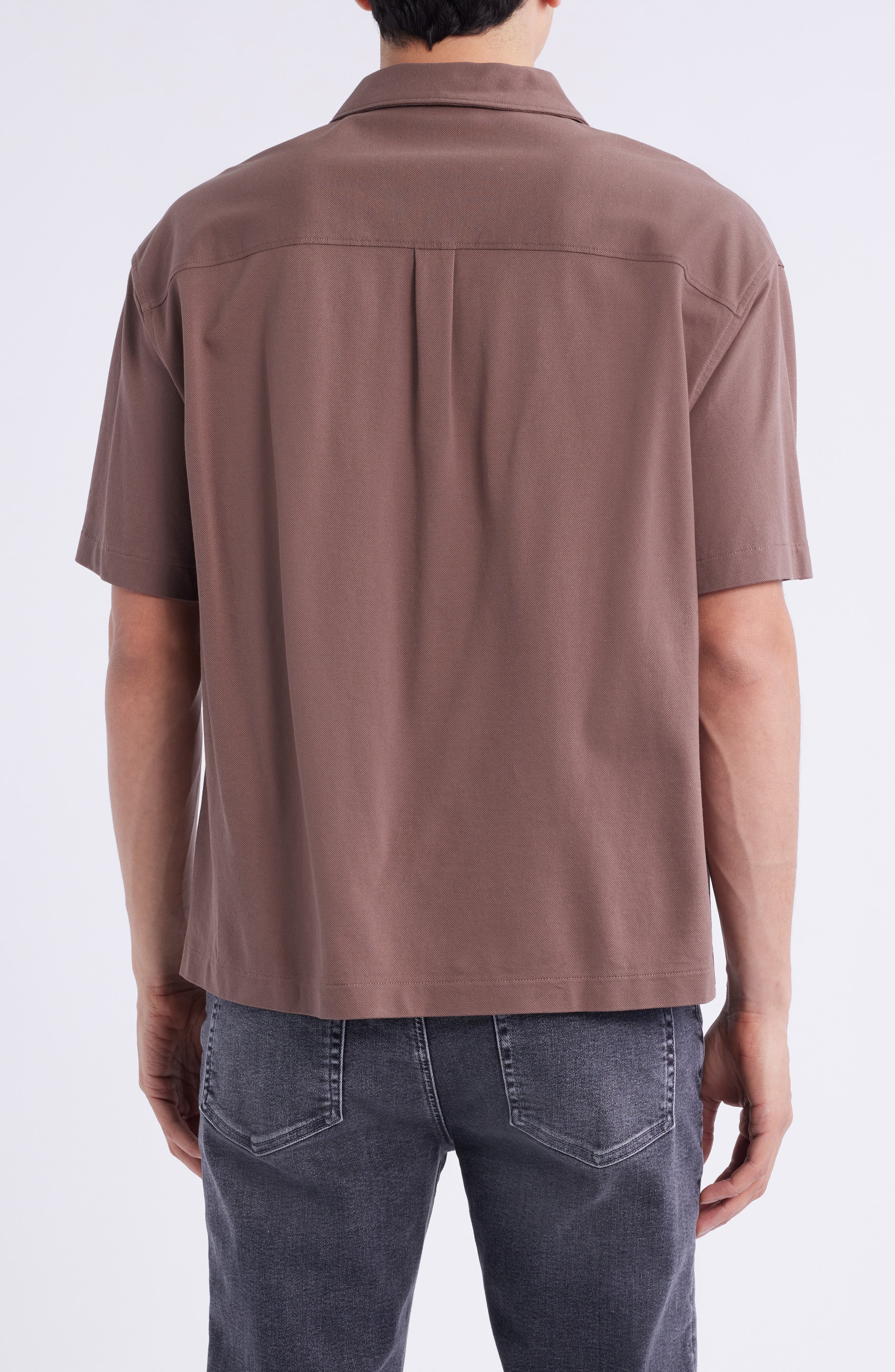 Short Sleeve Pique Button-Up Shirt - image 4