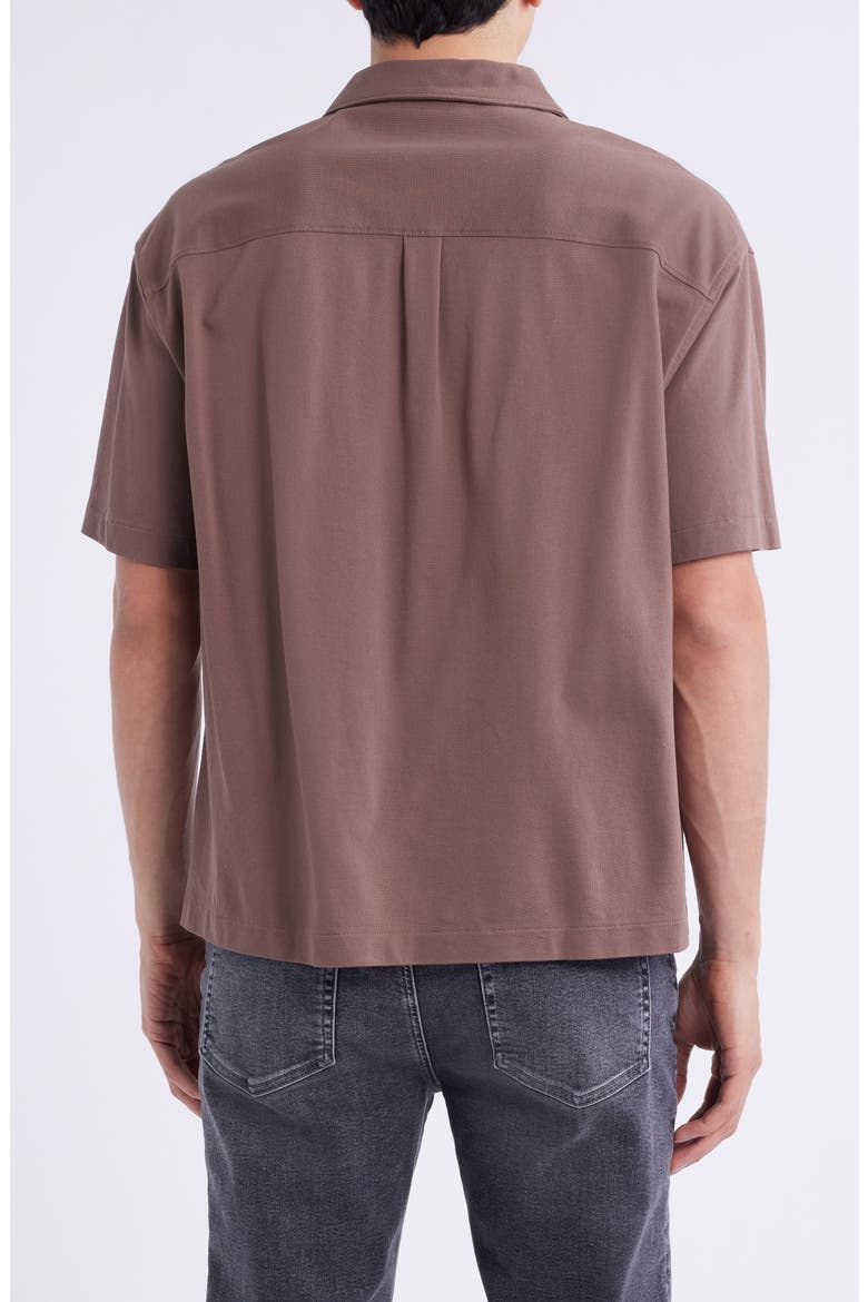 Short Sleeve Piqué Button-Up Shirt, Alternate, color, MAUVE