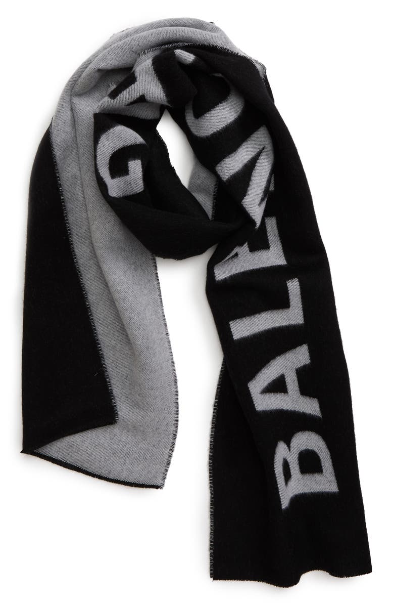 Balenciaga Logo Jacquard Wool Scarf, Alternate, color, 