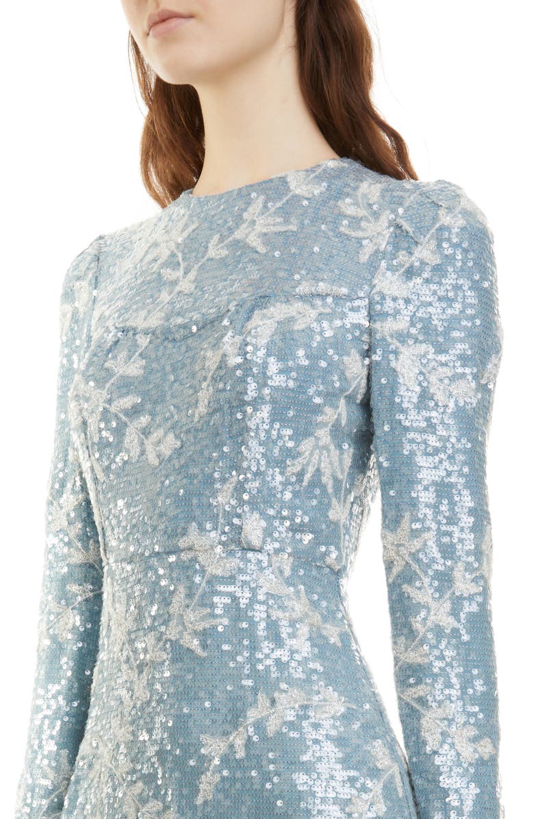 Erdem Bette Sequin Vine Long Sleeve Dress, Alternate, color, 