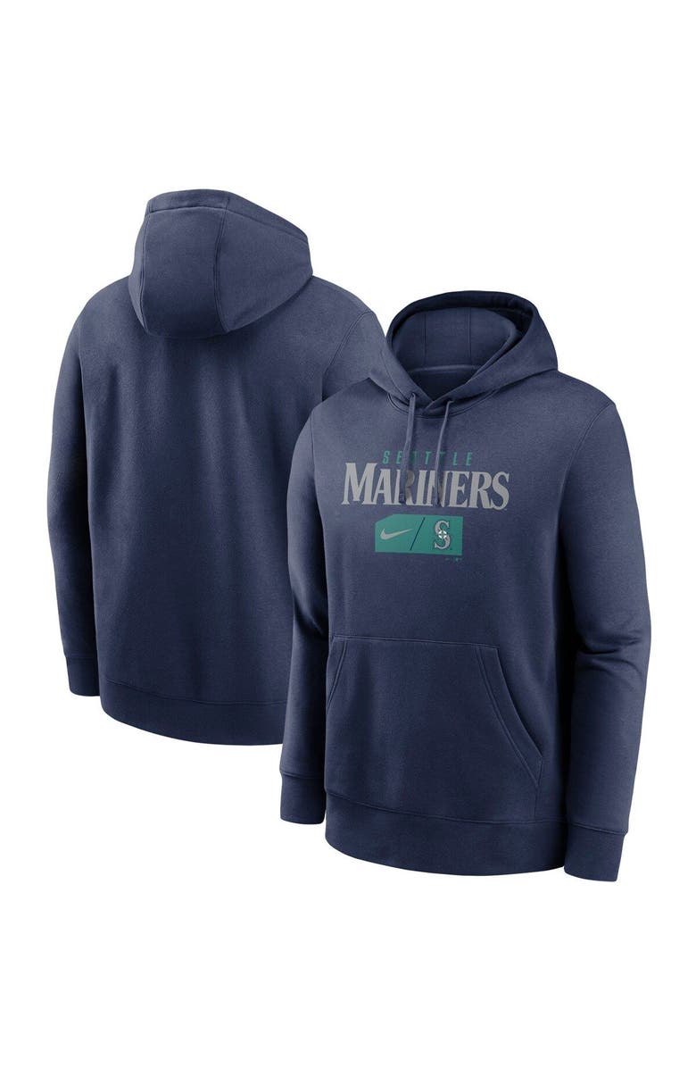 Nike Men's Nike Navy Seattle Mariners Team Lettering Club Pullover Hoodie, Main, color, 
