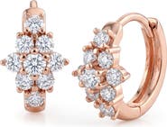 CZ by Kenneth Jay Lane Floral Cubic Zirconia Huggie Hoop Earrings