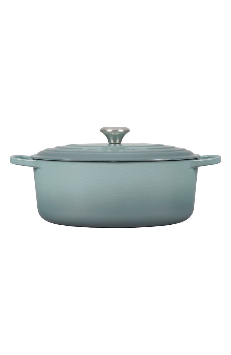 Le Creuset Signature 6.75-Quart Oval Enamel Cast Iron French/Dutch Oven with Lid, Alternate, color, Sea Salt