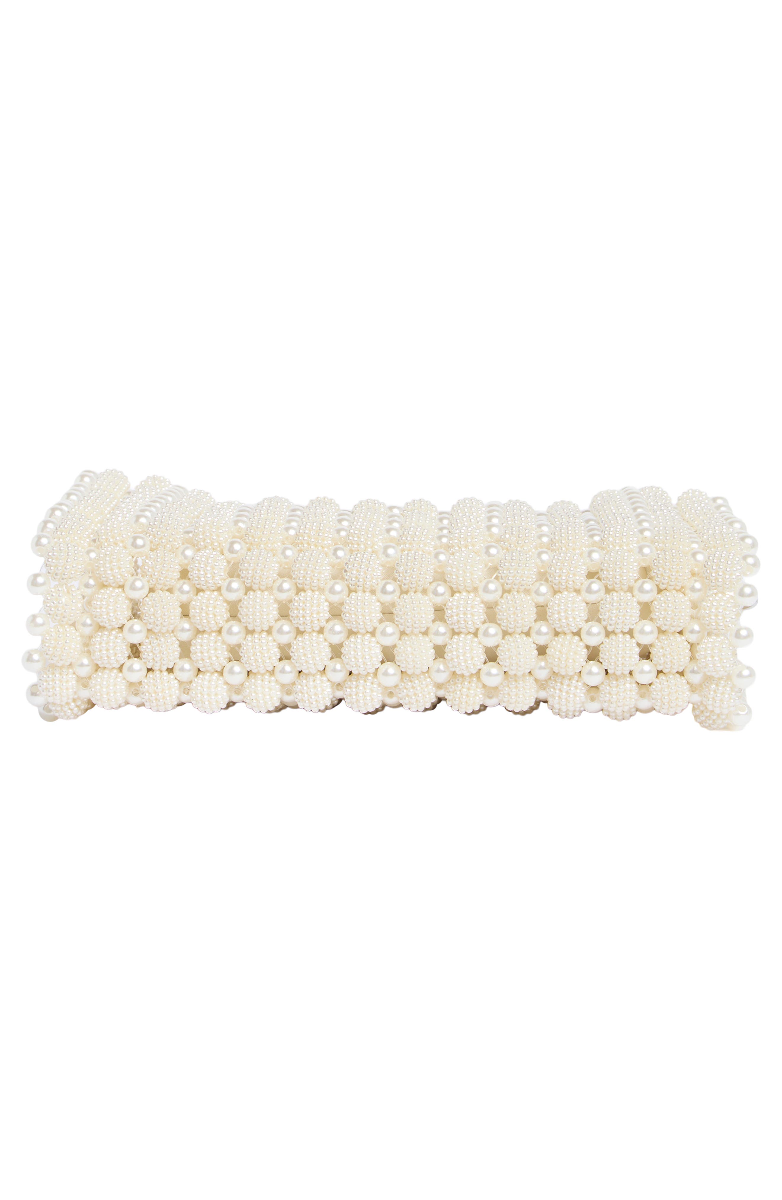 Sally Imitation Pearl Top Handle Bag, Alternate, color, IVORY