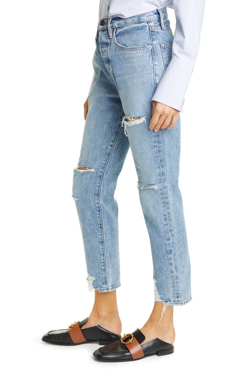 FRAME Le Original Ripped High Waist Ankle Boyfriend Jeans, Alternate, color, 
