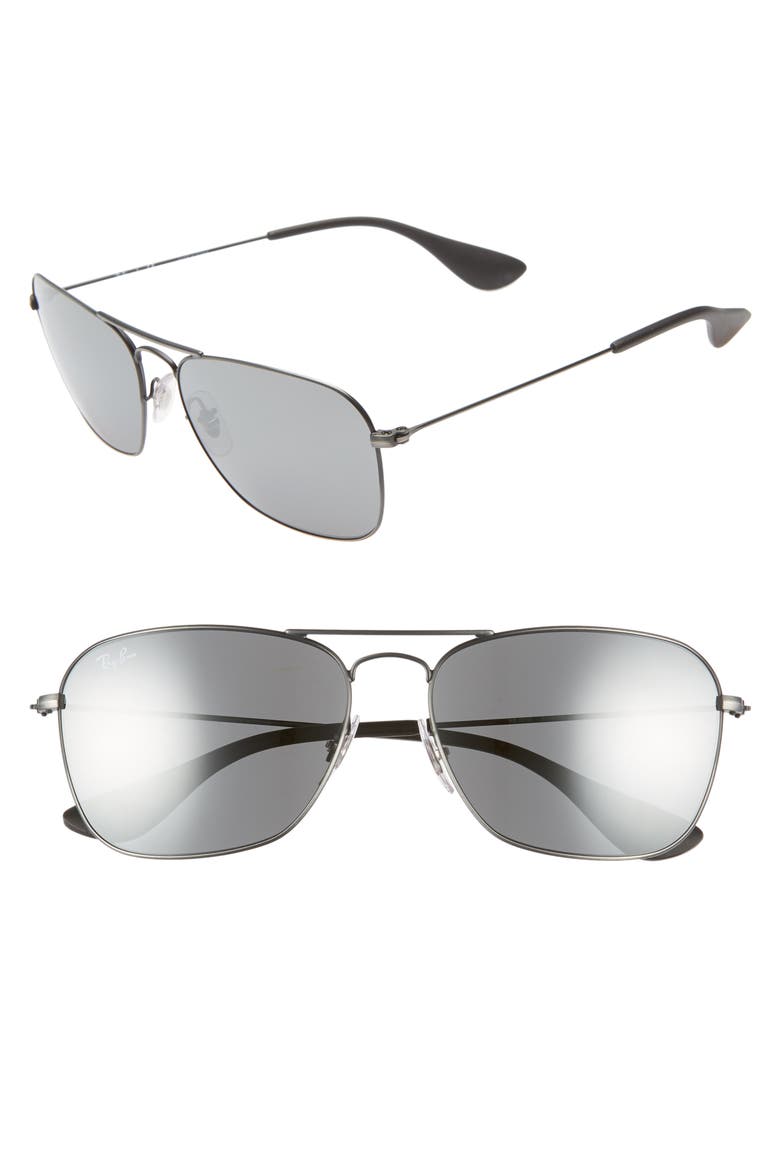 Navigator 58mm Squared Sunglasses, Main, color, MATTE BLACK