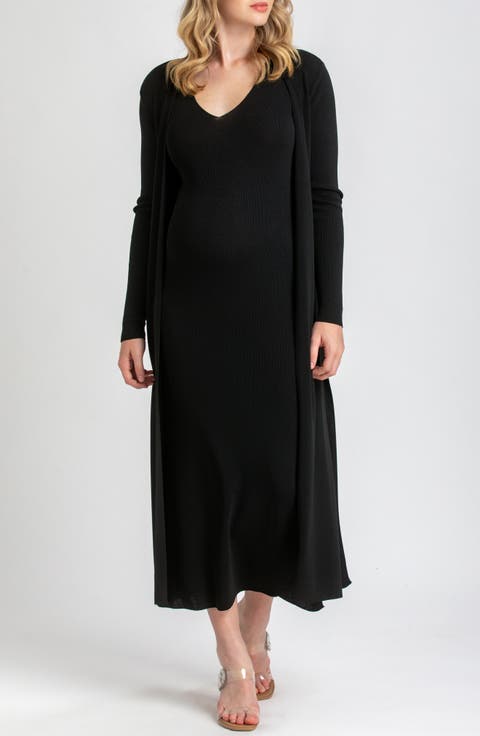 Longline Side Slit Maternity Cardigan