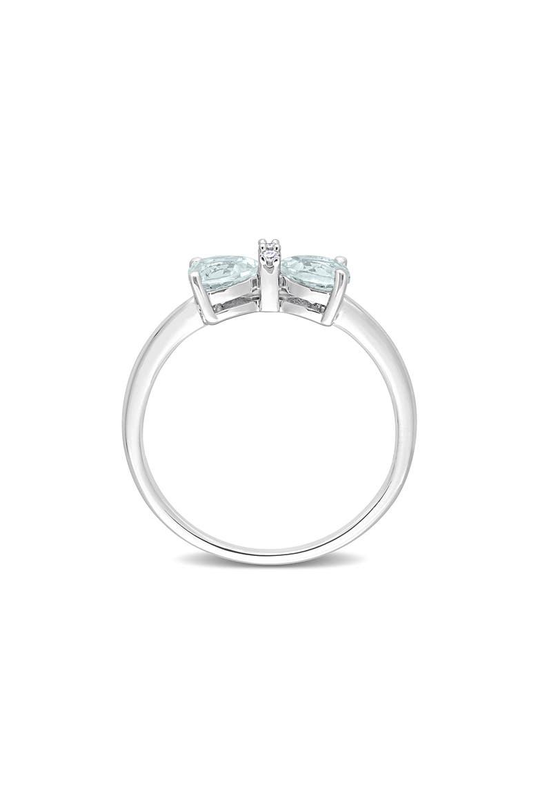 Heart Bow Aquamarine & Diamond Ring - 0.015ct., Alternate, color, BLUE