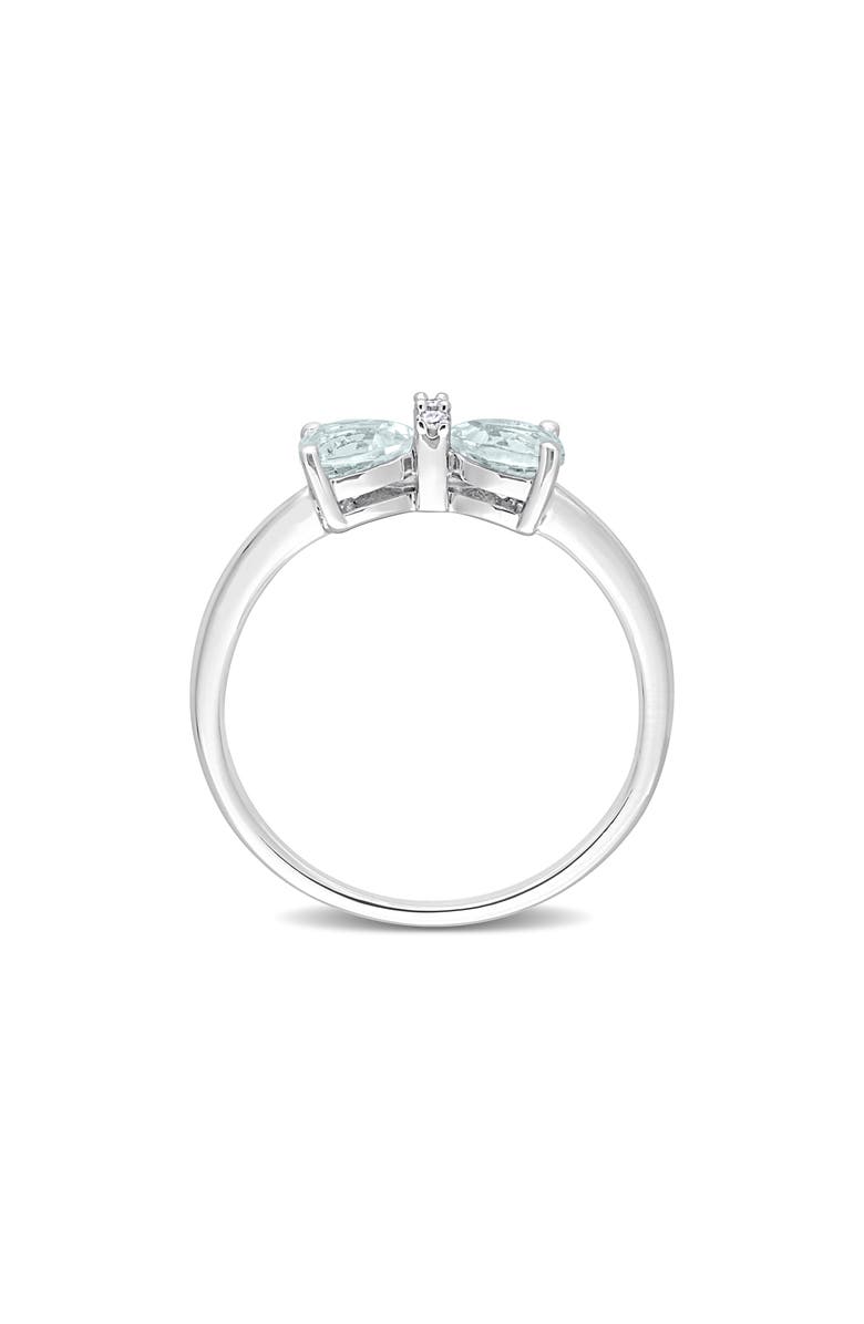 DELMAR Heart Bow Aquamarine & Diamond Ring - 0.015ct., Alternate, color, Blue