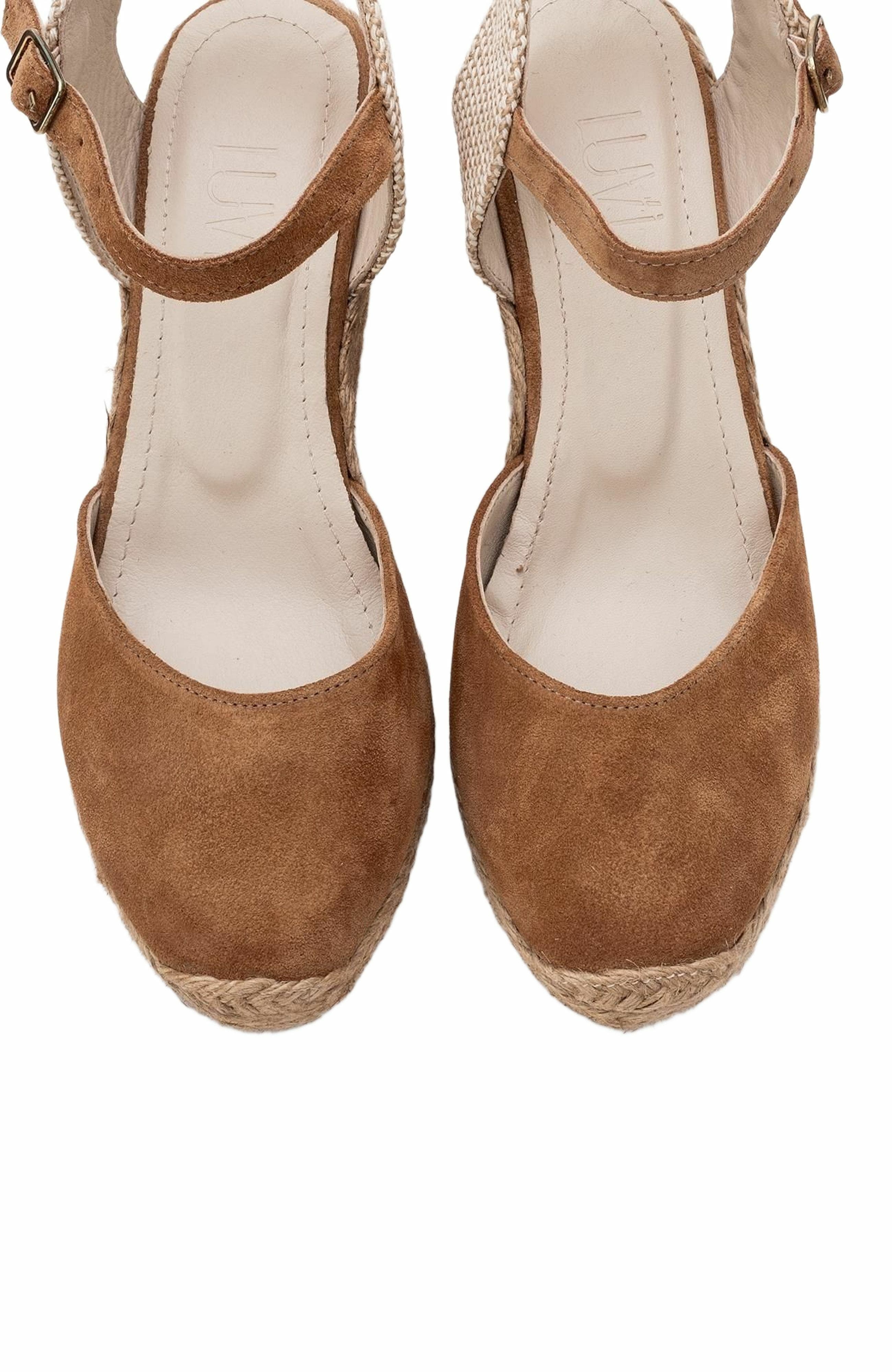 Forever & Always Shoes Sinta Suede Leather Platform Espadrille, Alternate, color, Cognac Brown Suede Leather