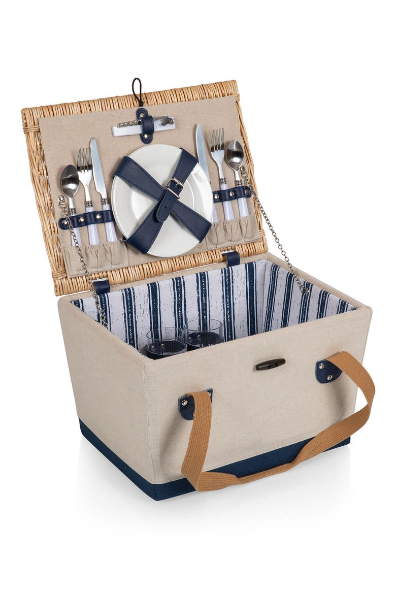 Boardwalk Picnic Basket, Main, color, NAVY/WHITE STRIPES