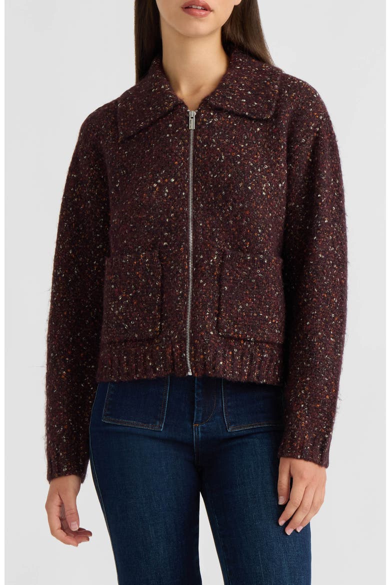 Zip Front Sweater Jacket, Main, color, BURGUNDY MARLED