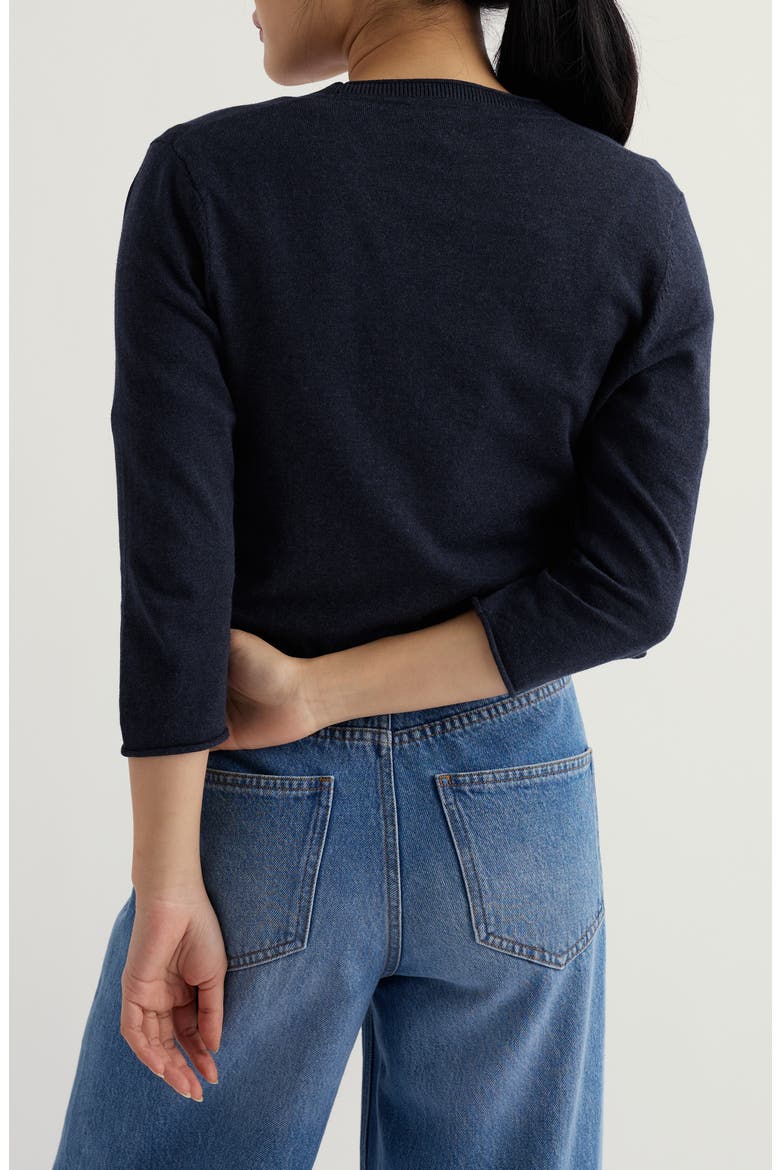 Vanessa Open Front Organic Cotton Crop Cardigan, Alternate, color, MARITIME