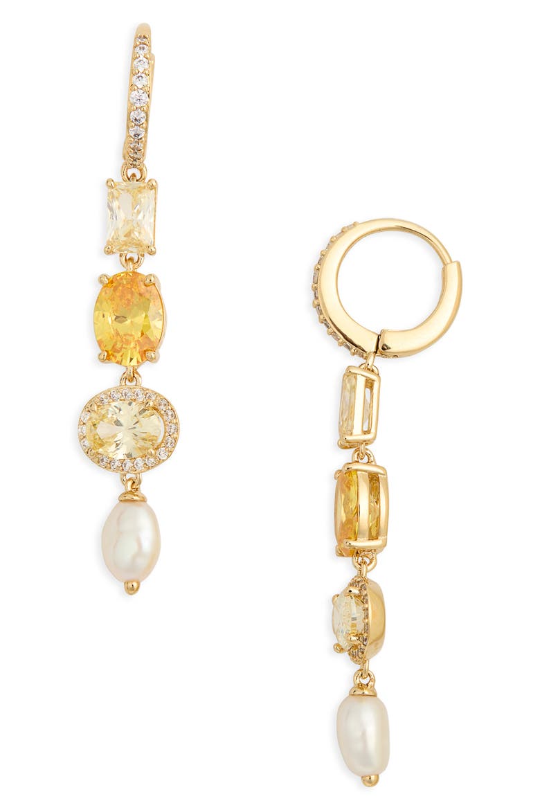 Maiden Linear Drop Earrings, Main, color, GOLD/YELLOW