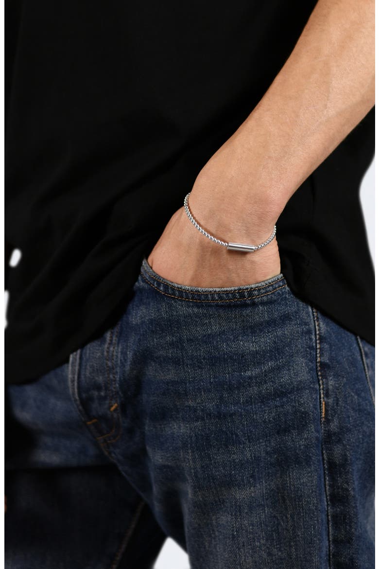 11G Polished Sterling Silver Bead Bracelet, Alternate, color, SILVER