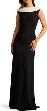 Tadashi Shoji V-Back Crepe Gown