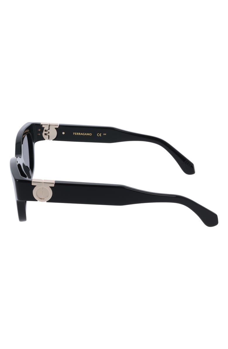 FERRAGAMO 52mm Modified Rectangular Sunglasses, Alternate, color, Black